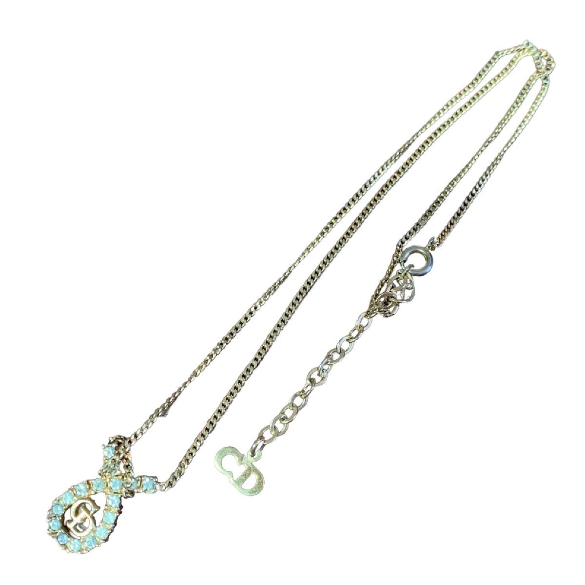 Dior ディオール ネックレス リボンモチーフトップ ラインストーン 