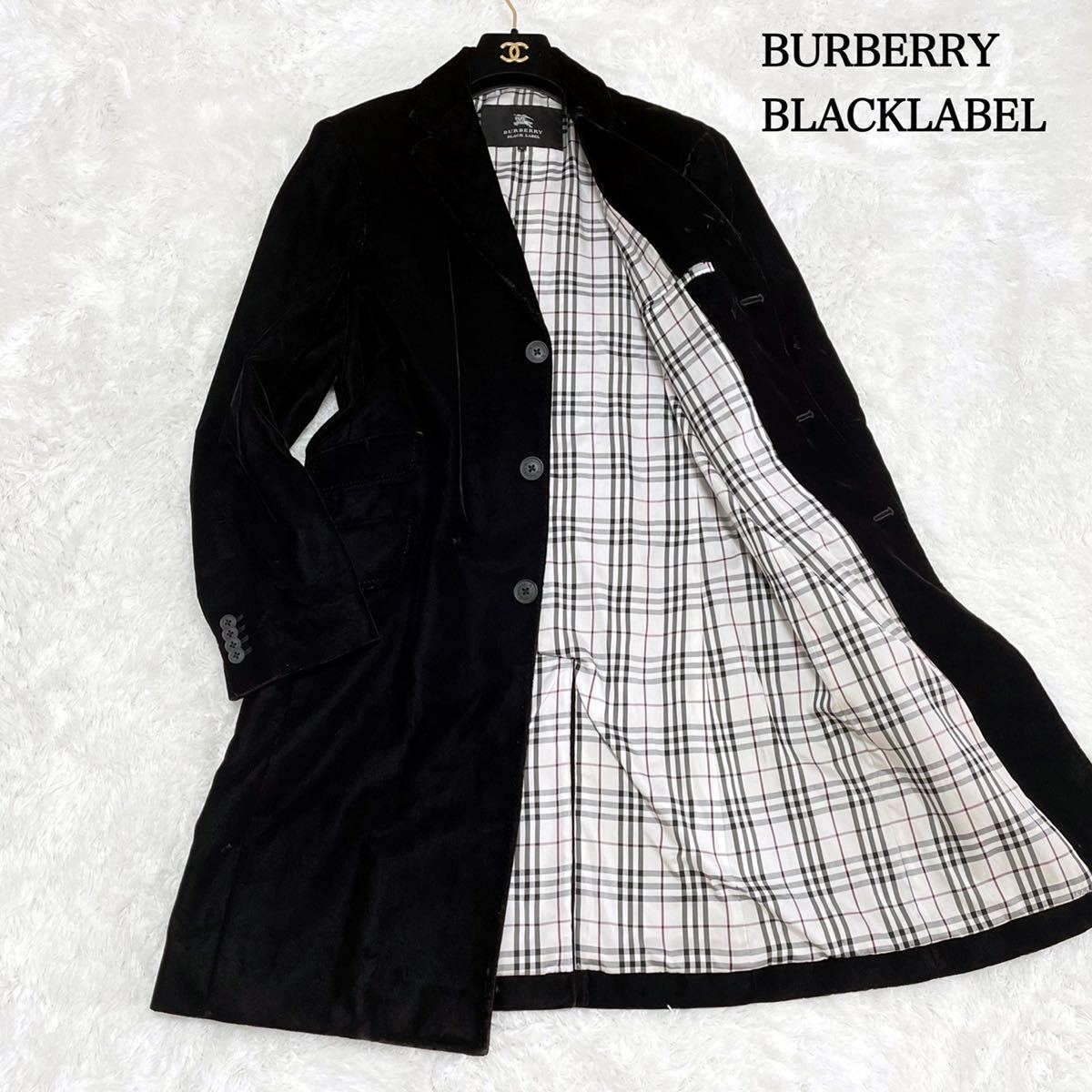 高級 BURBERRY BLACK LABEL 英国 ベロア チェスター コート L 濃茶 
