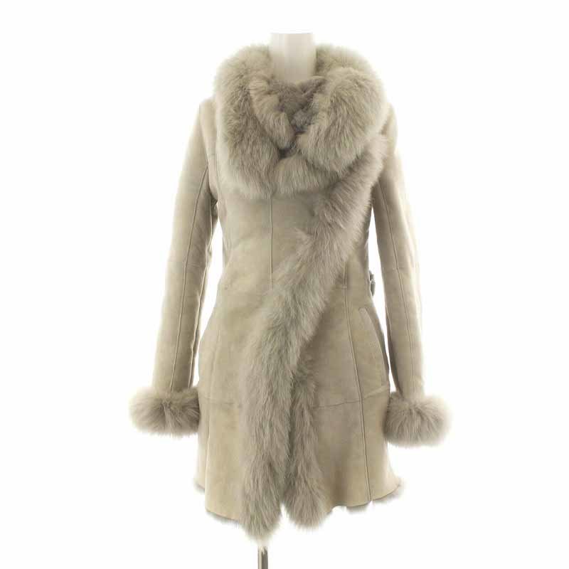 ゾイ zoee ムートンコート ミドル ベルト付き S グレー /RY4 レディース