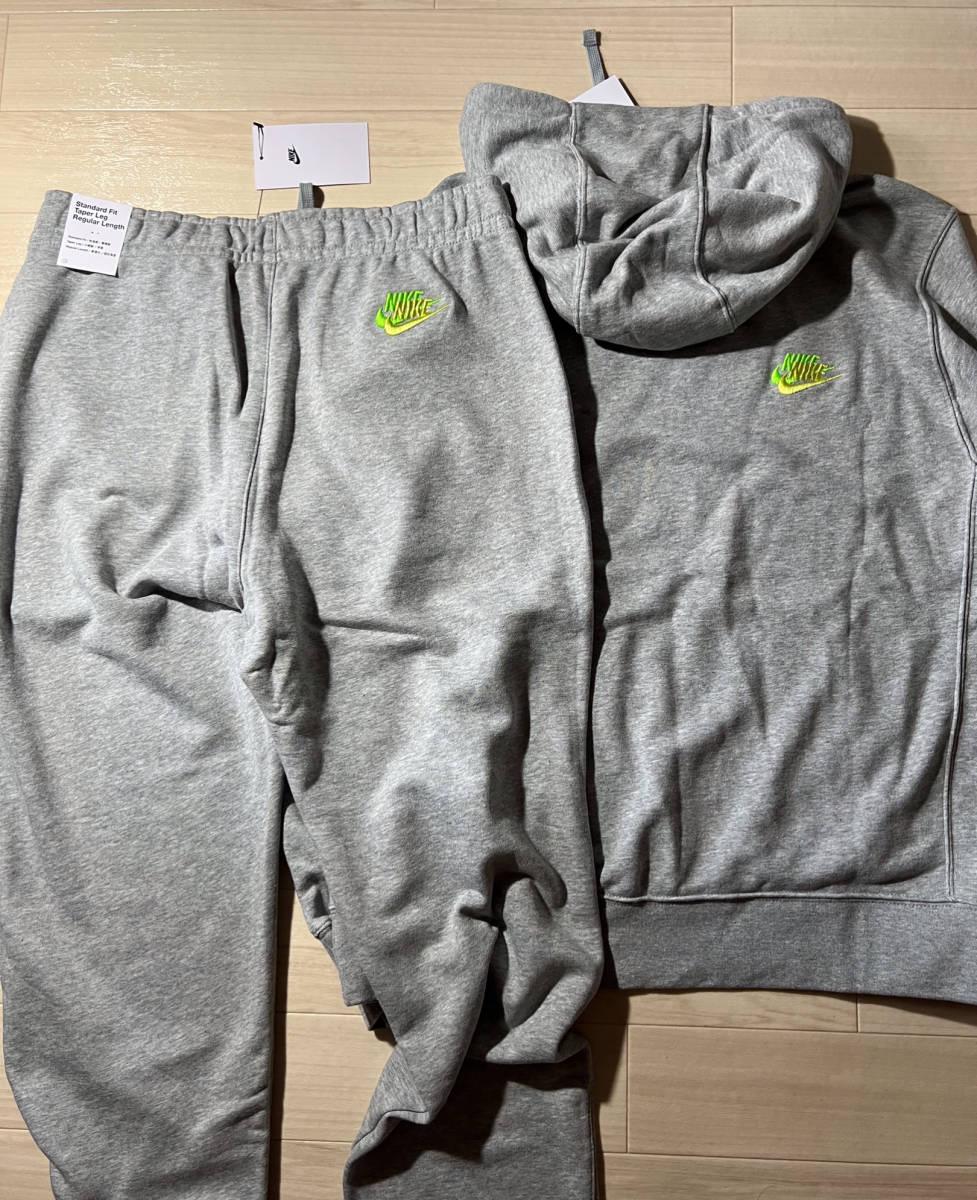 美品 NIKE セットアップ パーカー  金 刺繍 ロゴ グレー S 上下 新品 NIKE上下セットアップ Sサイズ グレー スウォッシュ フルジップ