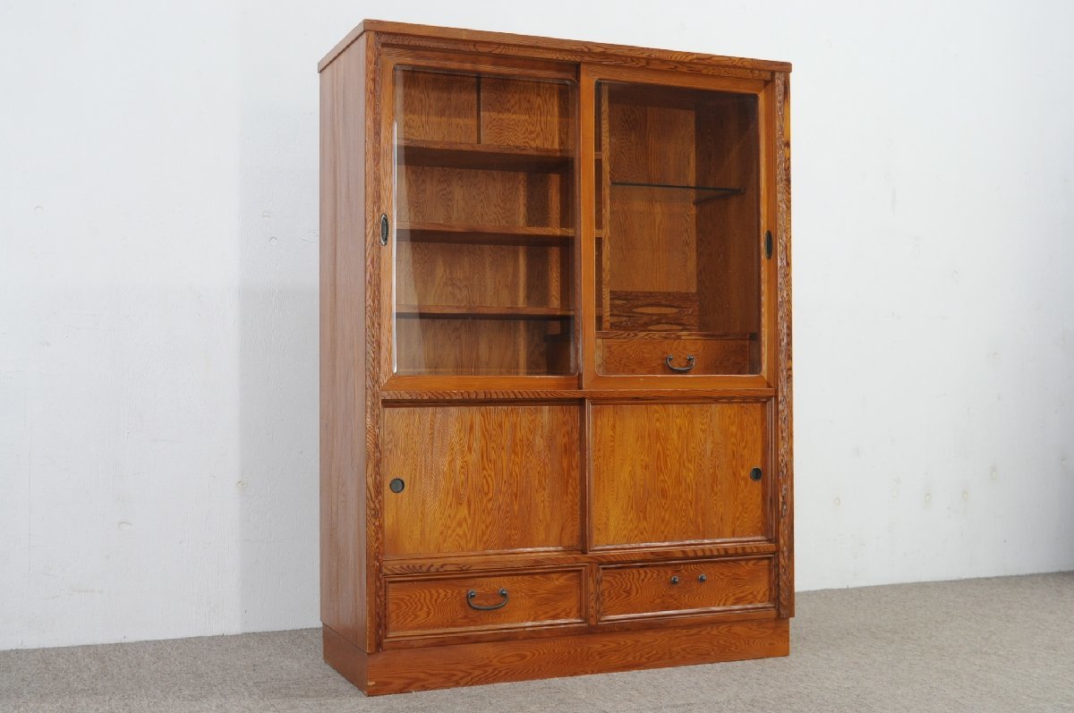 世界遺産 屋久杉 浮造り 茶棚 飾り棚 茶箪笥 幅90×36×121cm 神奈川発 9 