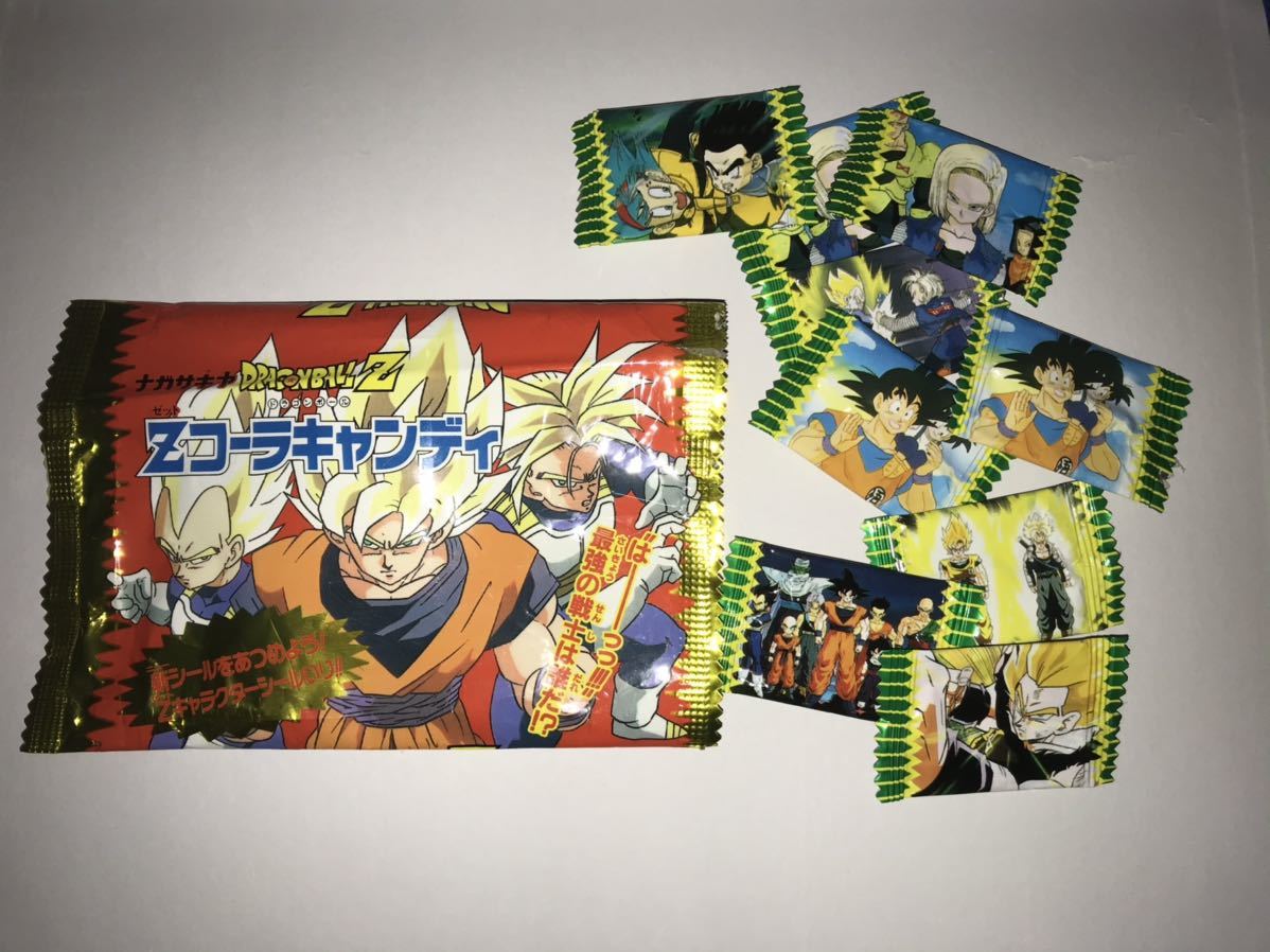 ナガサキヤ「DRAGON BALL」キャンディ空箱・袋&ゴム人形&シールセット ドラゴンボールZ〜ナガサキヤZコーラキャンディ空袋〜1993〜4年頃