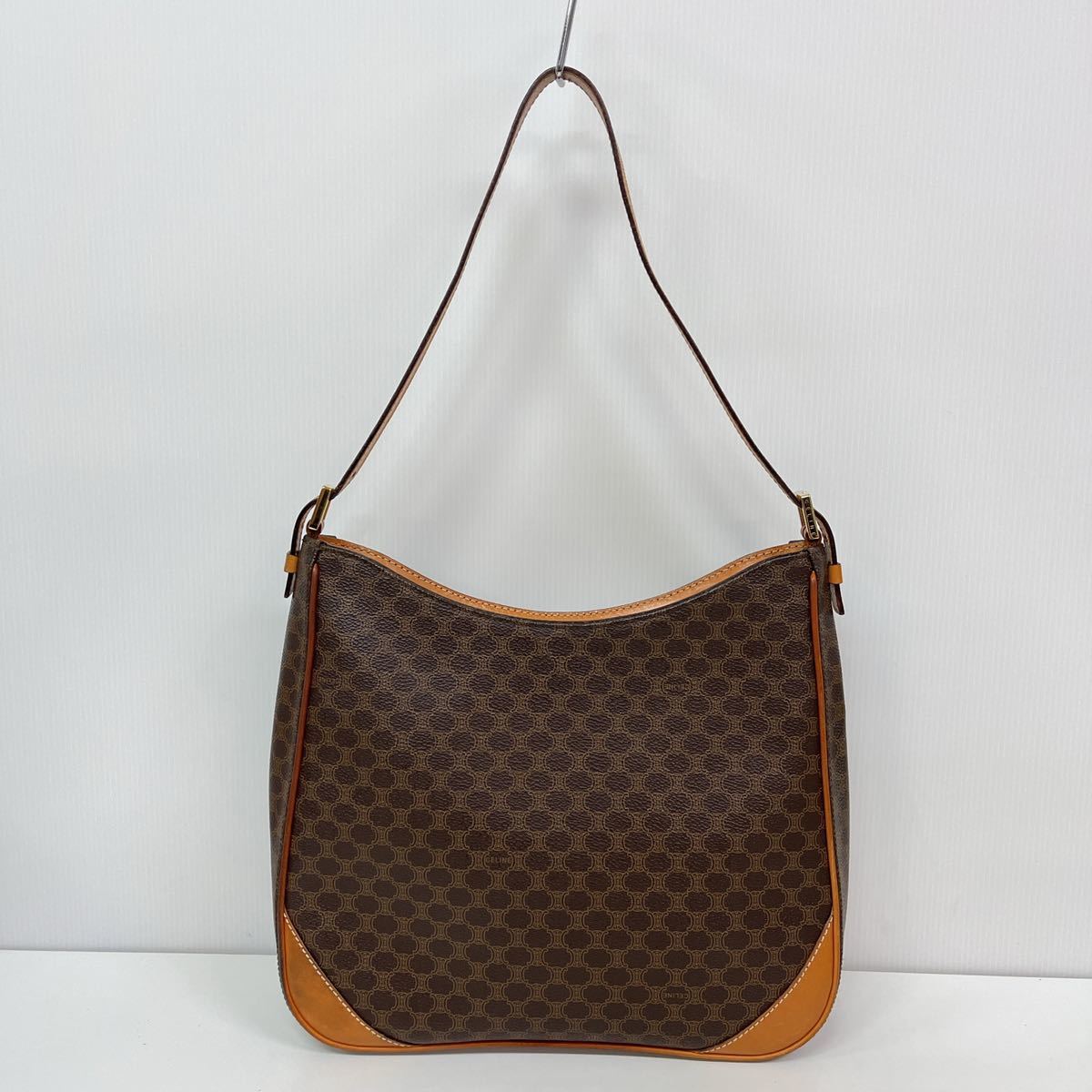 CELINE セリーヌ マカダム ワンショルダーバッグ ハンドバッグ レザー 