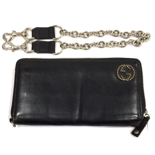 GUCCI グッチ ラウンドジップ 長財布 ブラック シマ GG レザー 箱付き グッチ GUCCI 長財布 ⁄ ラウンドファスナー ジップ 長財布(ラウンド