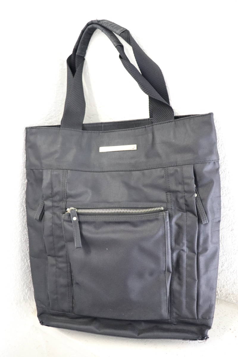 即決 2000年初頭 Jean Paul GAULTIER ジャンポールゴルチエ archive 肩掛け可 マルチポケット ジップポケット付 ナイロン トートバッグ 黒