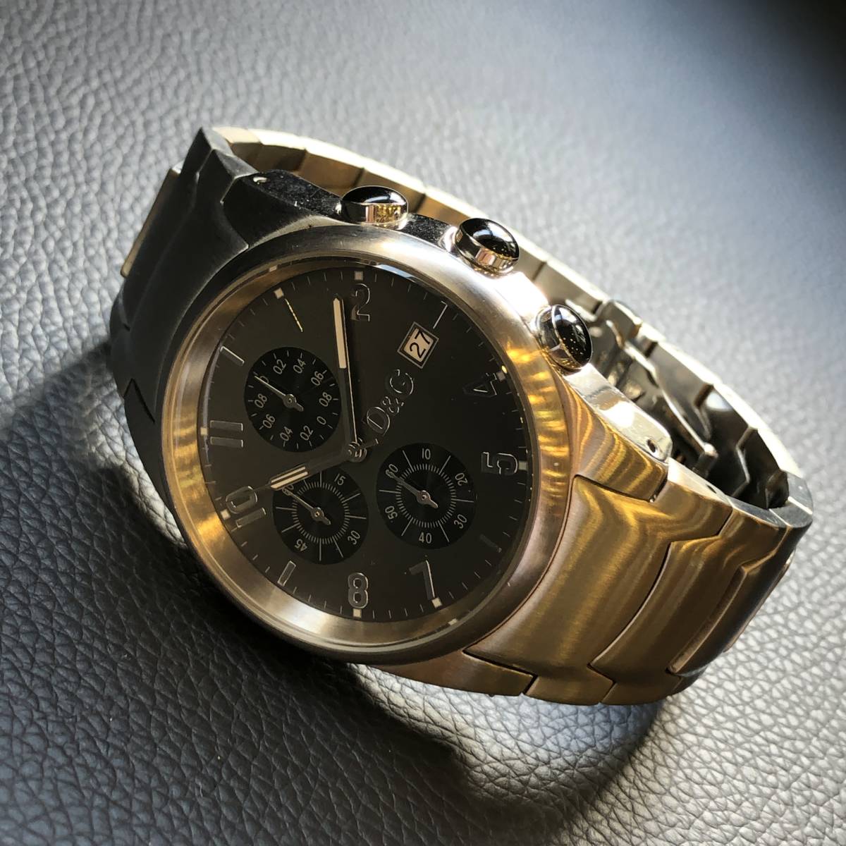 155160【D&G】ドルガバ メンズ腕時計 稼働品 グレー文字盤 SS クオーツ 