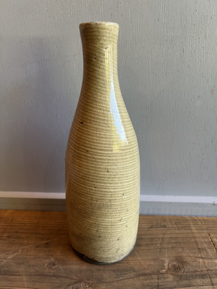瀬戸輪線徳利 / 骨董 古美術 古陶 酒器 検 灰釉古瀬戸黄瀬戸釉垂れ釉玉