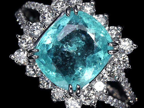 7044S 1円 RK宝石 Paraiba ブラジル産 極上非加熱パライバトルマリン 特大3.00ct 極上ダイヤ 0.78ct Pt900 ...