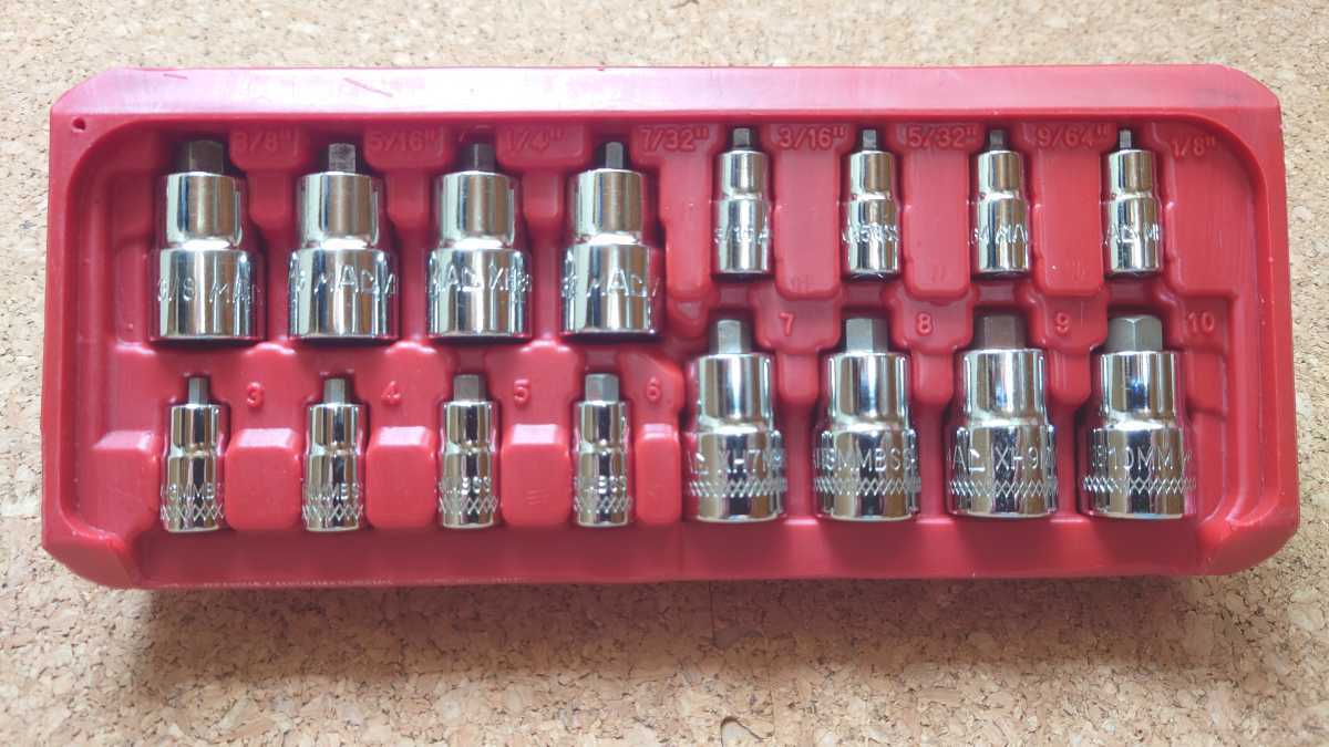 全国無料，新作登場 MAC TOOLS SXASS16PT スタッビーヘックスソケット 1/4sq 3/8sqドライブ インチ ミリ 16本セット 3mm 10mm 1/8 3/8 マックツール(六角レンチ)｜売買されたオークション情報、yahooの商品情報をアーカイブ公 六角レンチ
