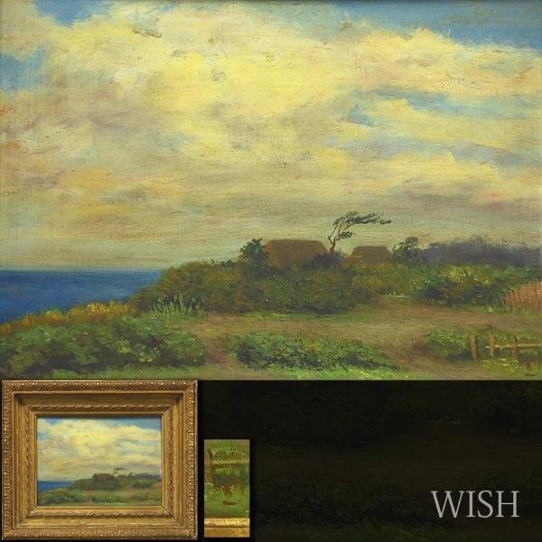 WISH】サイン有 板に油彩 海辺の原風景・民家 時代作品 #22093167 絵画