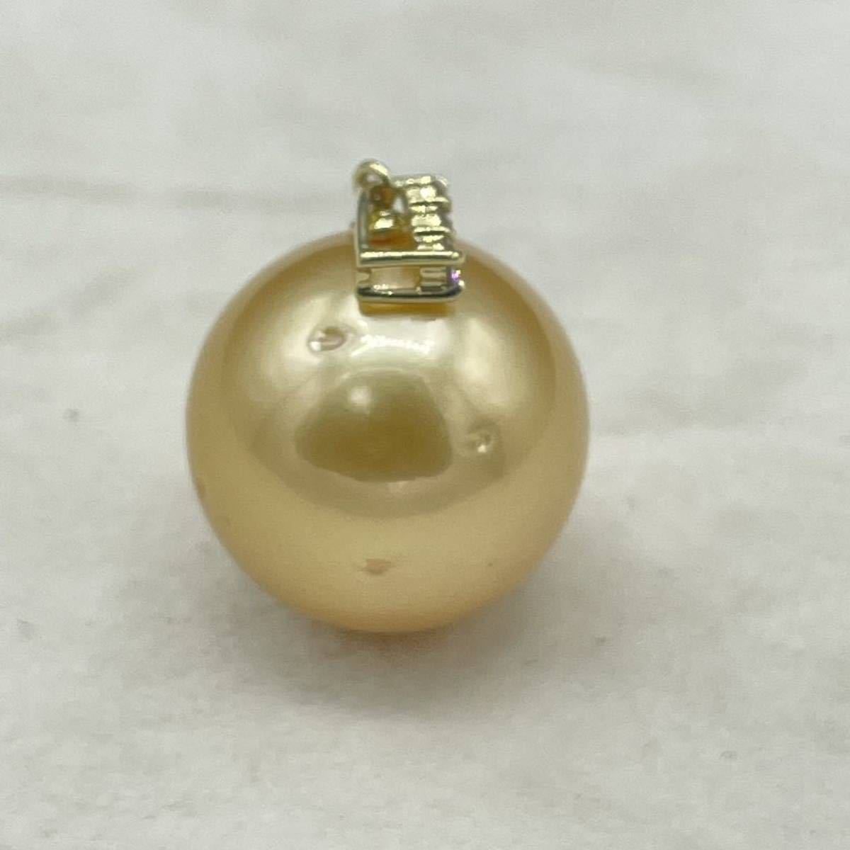 K18天然ナチュラル南洋ゴールドパール(特大14、5mm)ペンダントトップ 