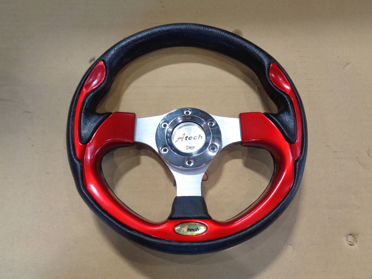 ATECH 小径 ステアリングホイール 30Φ 中古 赤 スポーツ レース MOMO