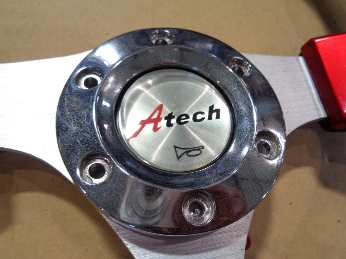 ATECH 小径 ステアリングホイール 30Φ 中古 赤 スポーツ レース MOMO