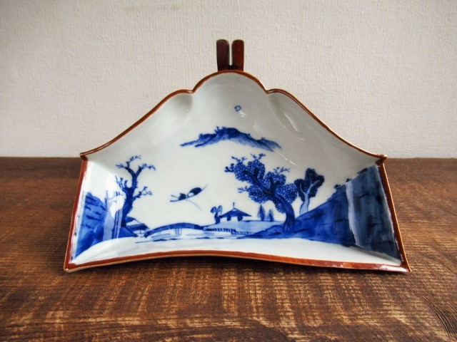 染付 | 古伊万里 伊万里 山水文 古 山水図 高さ5cm 大角皿（
