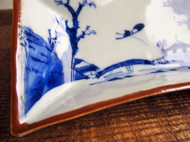 染付 | 古伊万里 伊万里 山水文 古 山水図 高さ5cm 大角皿（