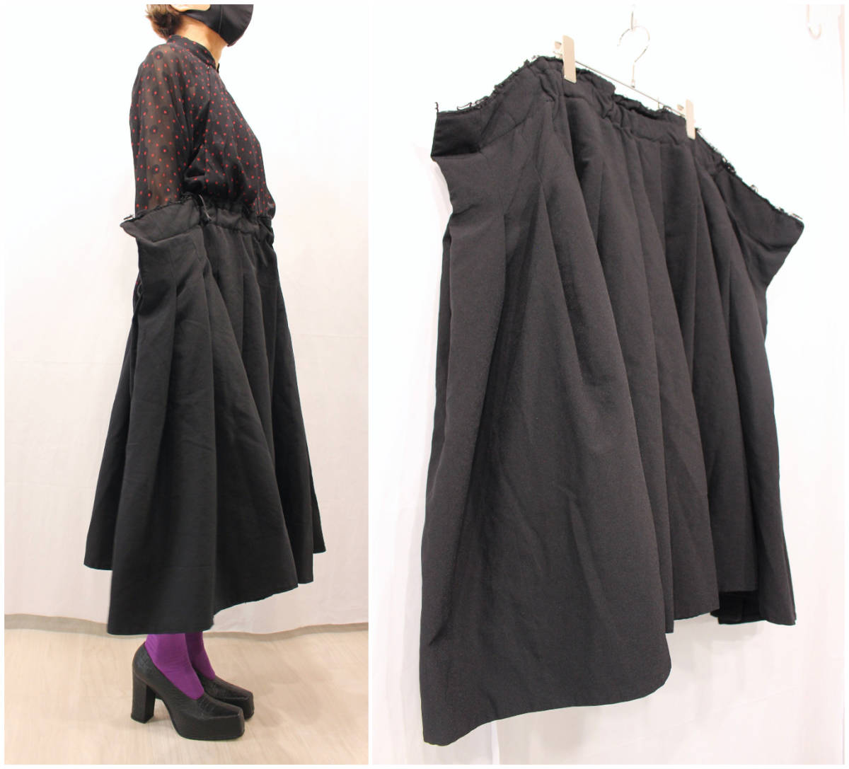 2019ss/BLACK COMME des GARCONS/ボリュームスカート/エステル/黒 