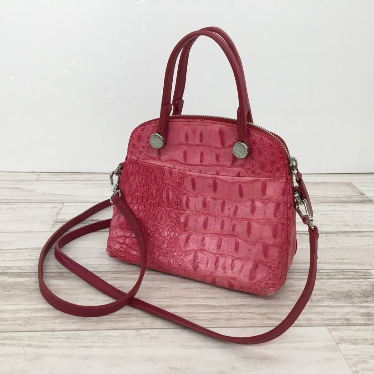 FURLA フルラ ショルダーバッグ ハンドバッグ クロコダイル型押し 