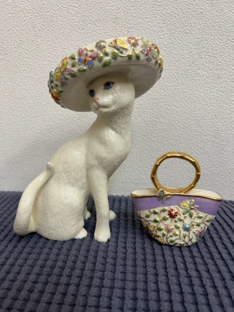 大得価，HOT Lenox社/レノックス社 SundayBest 帽子をかぶった猫 バッグ付き 置物/陶器 フィギュリン(洋風)｜売買されたオークション情報、yahooの商品情報をアーカイブ公開 - オークファン 洋風