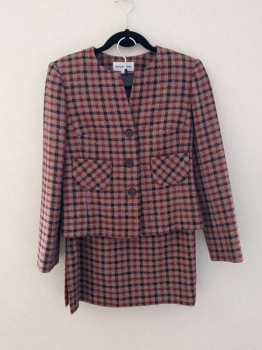 HANAE MORI ハナエモリ 森英恵 スーツ チェック サイズ38｜スーツ 