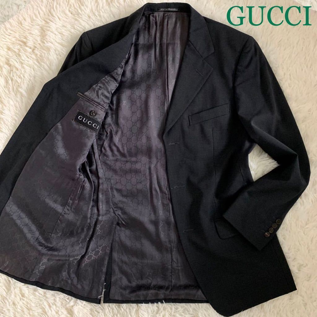 【大得価，定番人気】 1円 XL相当 GG総柄 圧倒的存在感 グッチ GUCCI テーラードジャケット 最高級ウール ブラック 黒 メンズ 無地 イタリア 紳士服(テーラードジャケット、ブレザー)｜売買されたオークション情報、 男性用