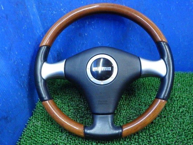 【B】MOMO モモ ダイハツ純正OP オプション 革 レザー 木目 ウッドコンビ ステアリング ハンドル L650S ミラ ムーヴ タント ミラジーノ