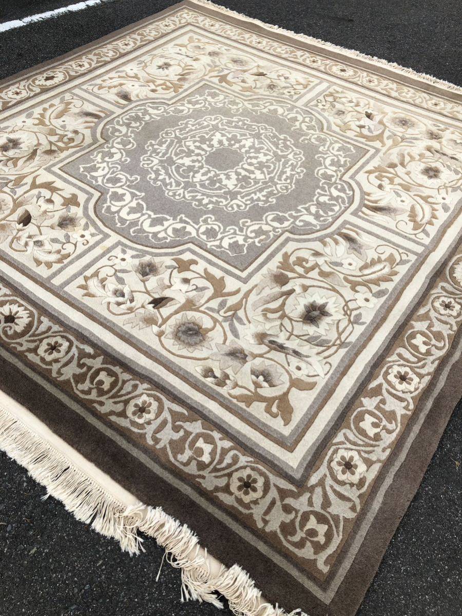 美品】天然色羊毛100% 中国段通 元宝緞通 100段 約108cm×70cm 中国段通