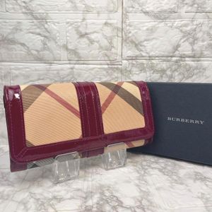 BURBERRY ノバチェック 長財布 2つ折り財布 PVC レザー ブラック 超美
