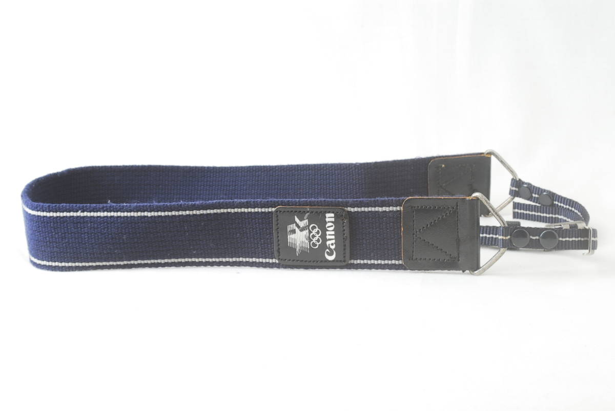 ☆Canon キヤノン オリンピック 記念 カメラ ストラップ 紺色(ネイビー)×銀色(シルバー) ロサンゼルス ショルダー ネック Camera Strap☆