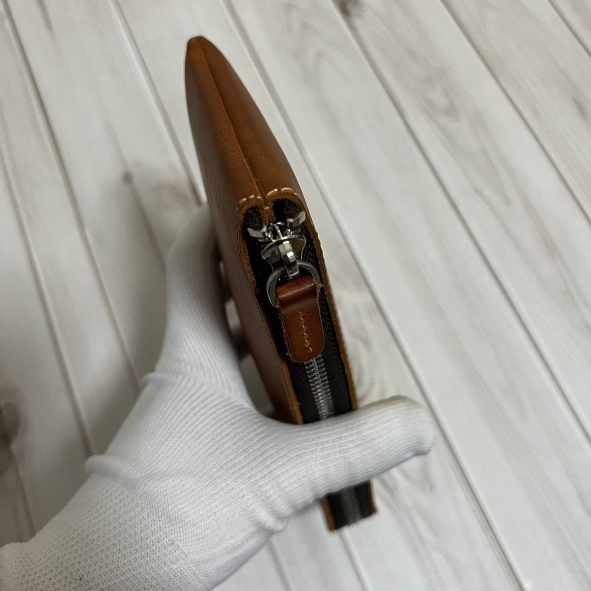 ブラウン系 本革財布 薄い財布 L字ファスナー財布本革長財布 メンズ 