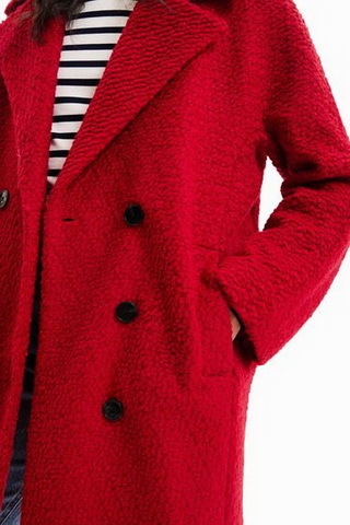 ★Desigual 　ウール ストレートコート 【レッド】 Desigual デシグアル 赤いタータンコート 中古・古着通販Desigual (デシグアル) ロングオーバーコート