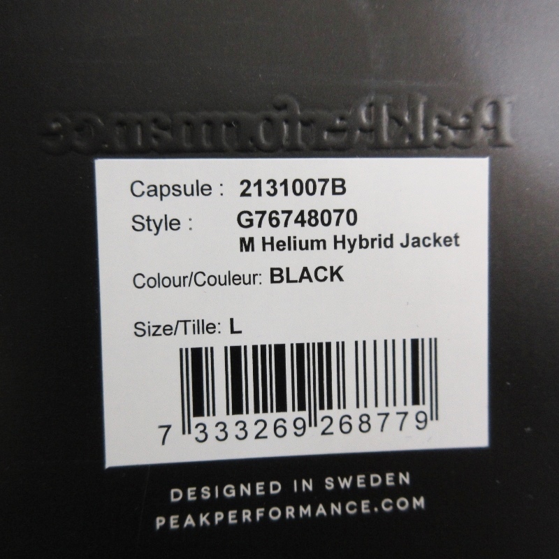 未使用 PeakPerformance ピークパフォーマンス ヘリウムハイブリッドジャケット ダウンジャケット Hybrid Jacket ブラック 黒 L 71005524 ピークパフォーマンス ピーク 未使用 HIKE 裏起毛ミッドレイヤー新品未使用 PeakPerformance(ピークパフォーマンス)ライトソフトシェル
