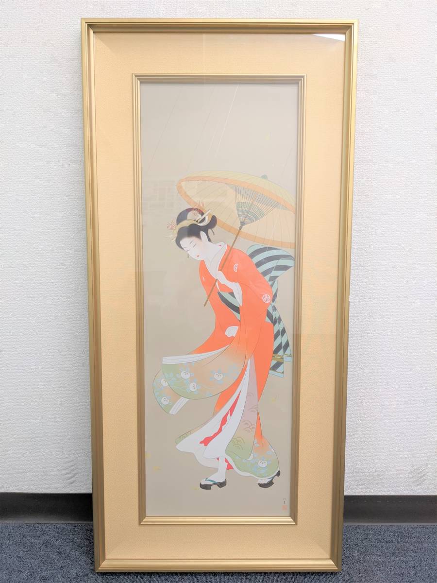 12564】上村松園 「志ぐれ」 シルクスクリーン HC/280 画寸840×295mm