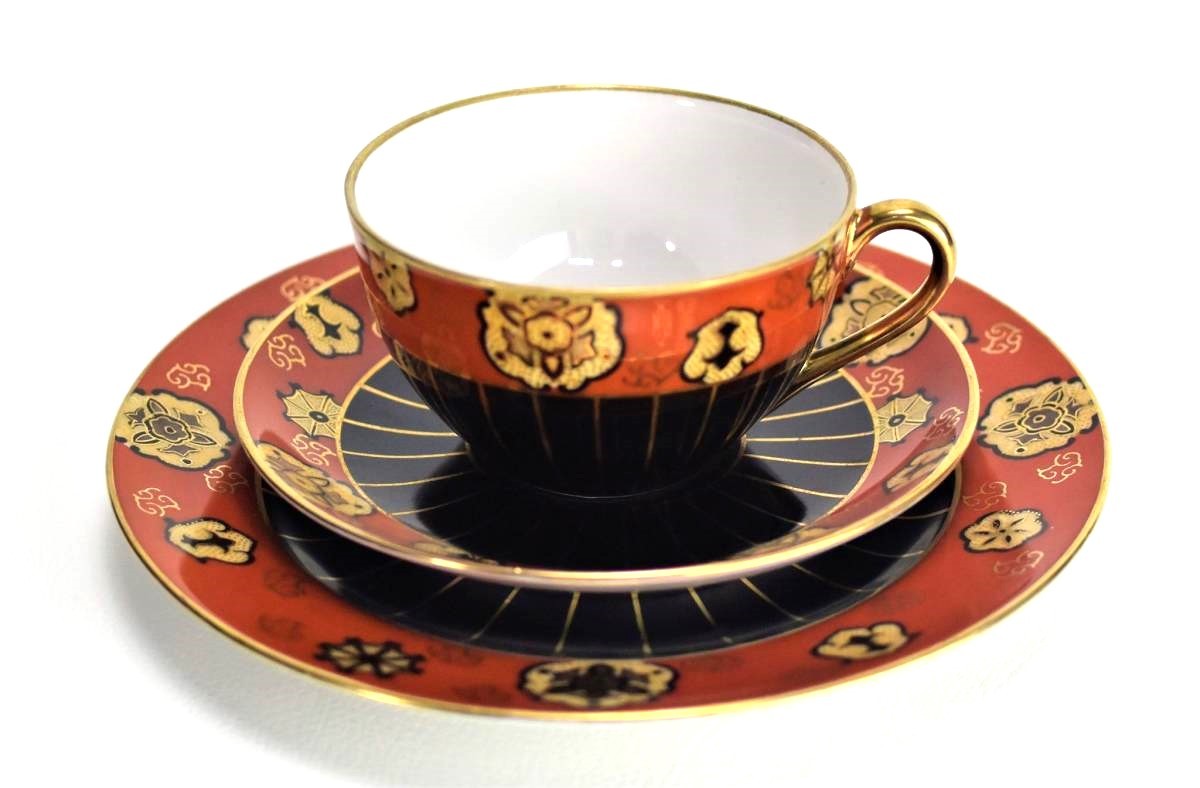 オールドノリタケ Noritake カップ＆ソーサー & プレート トリオ 金彩