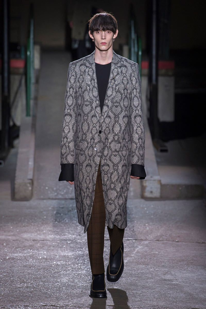 DRIES VAN NOTEN 18AW チェック柄 チェスターコート 46 ウール ロング