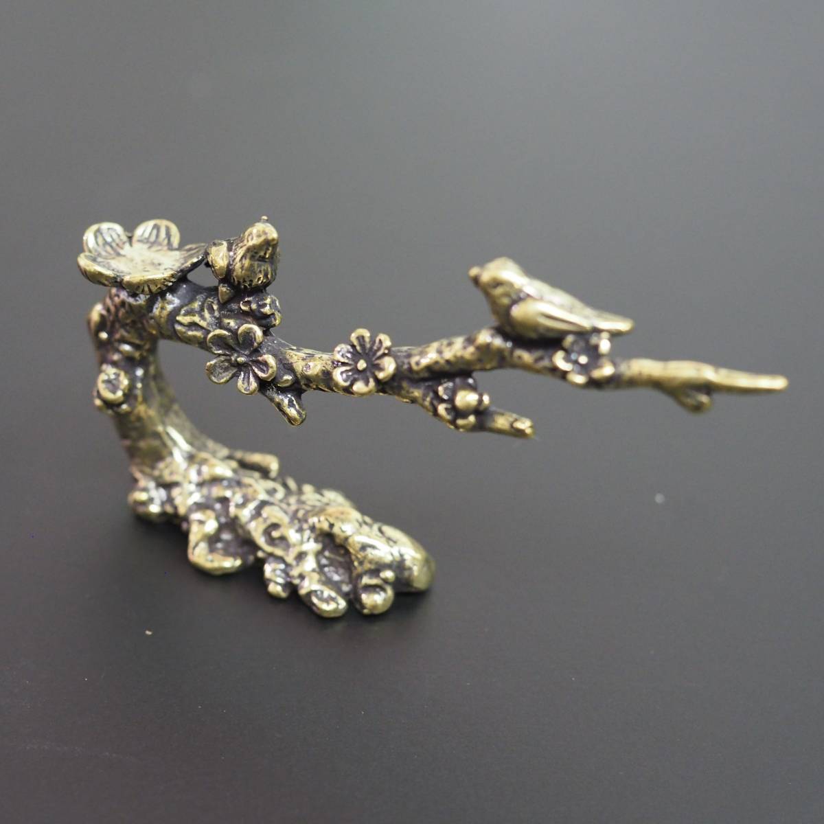盆栽 梅 鶯 ウグイス うめ ウメ 真鍮 ブラス 金運 brass 置物