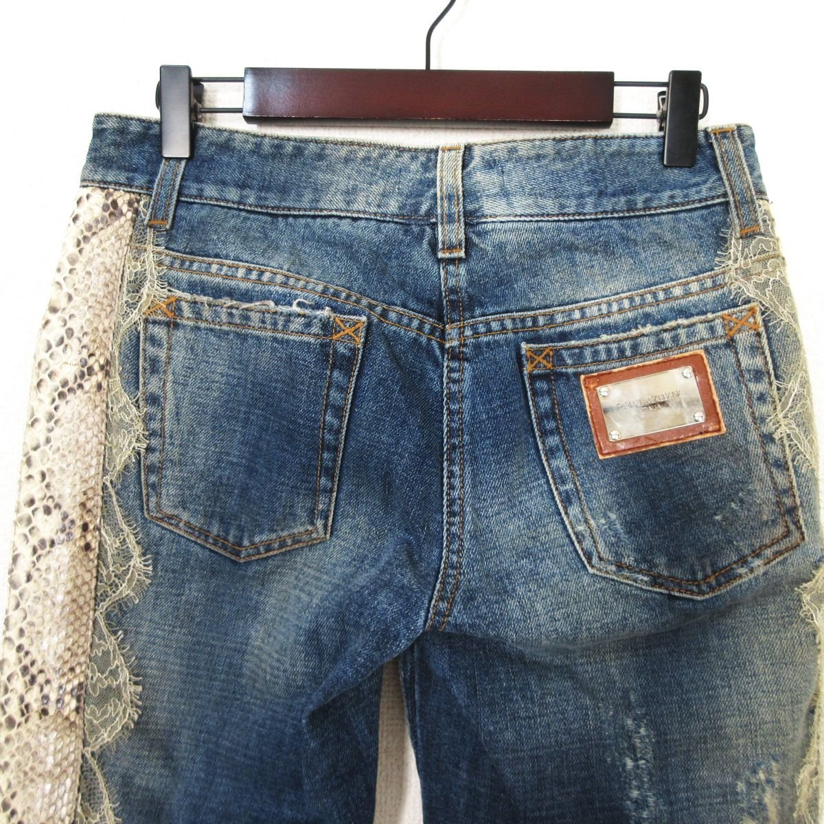 美品 DOLCE&GABBANA ドルチェ＆ガッバーナ サイド パイソンレザー 