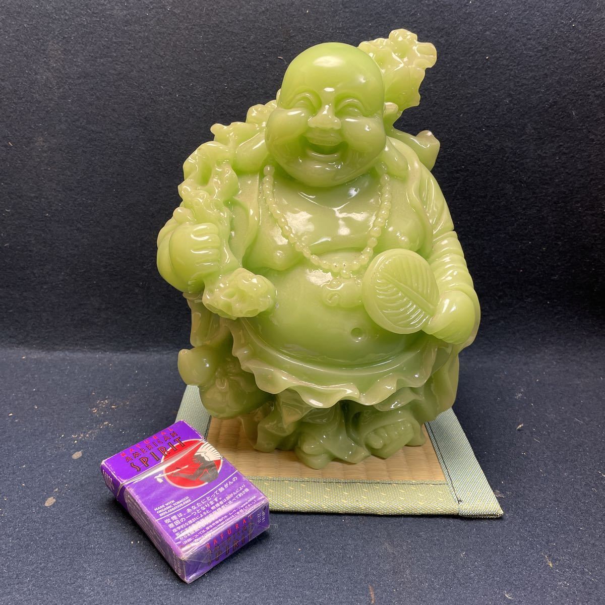 七福神 布袋様 翡翠グリーン 置物 商売繁盛 縁起物 家具・インテリア