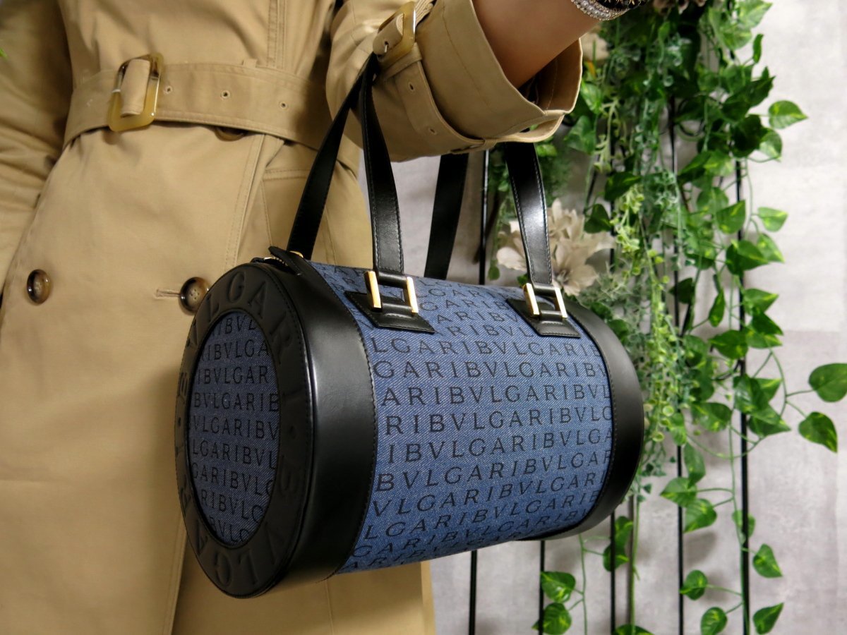 ロゴマニア デニム BVLGARI ブルガリ ハンドバッグ レザー 