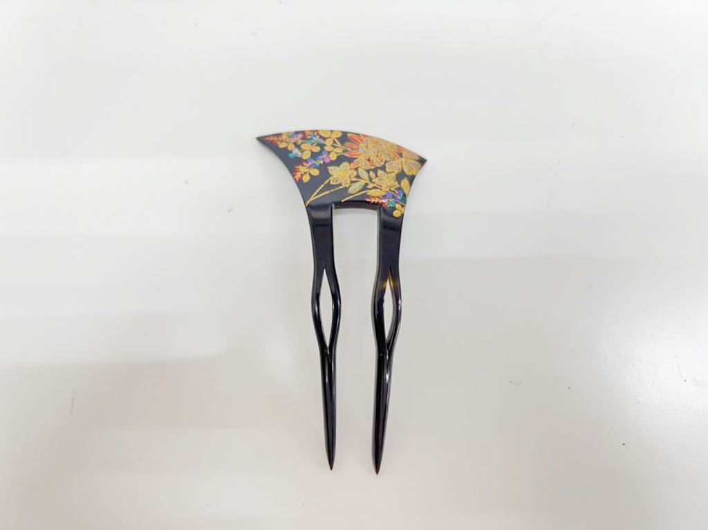 簪 漆塗り 金蒔絵 螺鈿 作家物 玉鳳 かんざし 和装小物 蒔絵 和装髪