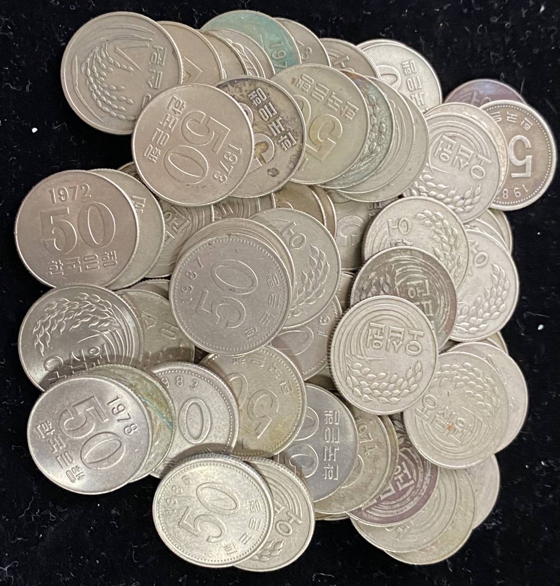 韓国旧 ウォン KOREA WON 50ウォン　71枚 計3550WON まとめて おまとめ 韓国硬貨 海外硬貨 外国硬貨