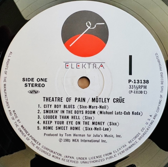 LP□HR/HM/MOTLEY CRUE/THEATRE OF PAIN/ELEKTRA P-13138/国内85年ORIG
