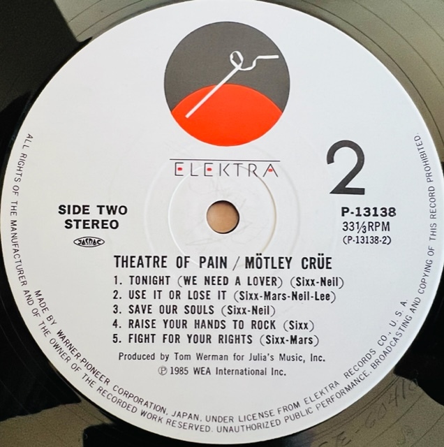 LP□HR/HM/MOTLEY CRUE/THEATRE OF PAIN/ELEKTRA P-13138/国内85年ORIG