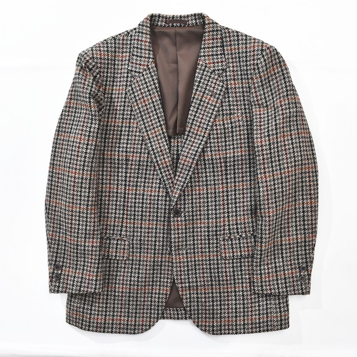 ブリティッシュ ウール ツイード WOVEN IN THE BRITISH ISLES チェック柄 2B テーラード ジャケット AB4 ...
