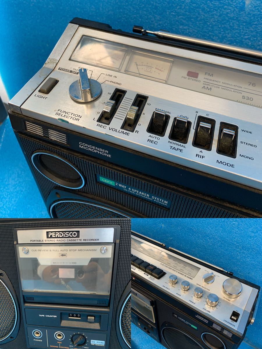 NO.1160.120..HITACHI/日立 FM/AM カセットレコーダー PERDiSCO TRK-8080MKⅡ 通電確認ラジオ受信Ok その他動作未確認 現状ジャンク品 AM&frasl;FM Hitachi &frasl; 昭和 「日立真空管」ラジオ Tokyo