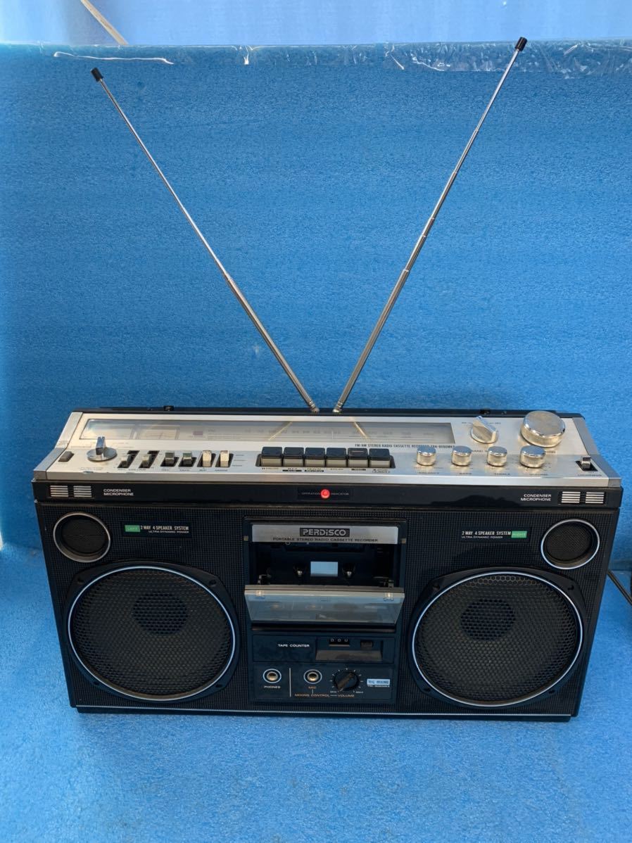 NO.1160.120..HITACHI/日立 FM/AM カセットレコーダー PERDiSCO TRK-8080MKⅡ 通電確認ラジオ受信Ok その他動作未確認 現状ジャンク品 AM&frasl;FM Hitachi &frasl; 昭和 「日立真空管」ラジオ Tokyo