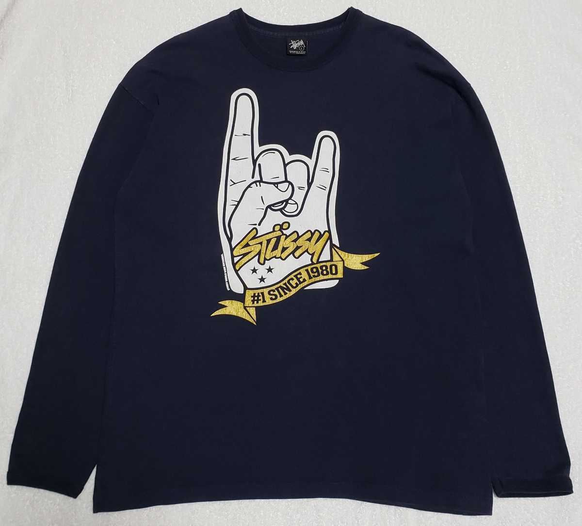 希少 レア STUSSY WORLD WIDE ROCKERS LONG SLEEVE TEE NAVY L 