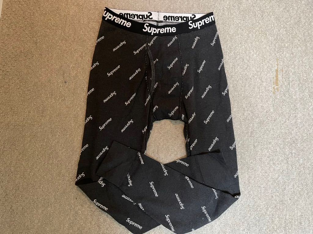 Supreme Hanes Thermal Pantシュプリーム ヘインズ サーマル パンツ ブラック 黒 BLACK 総柄