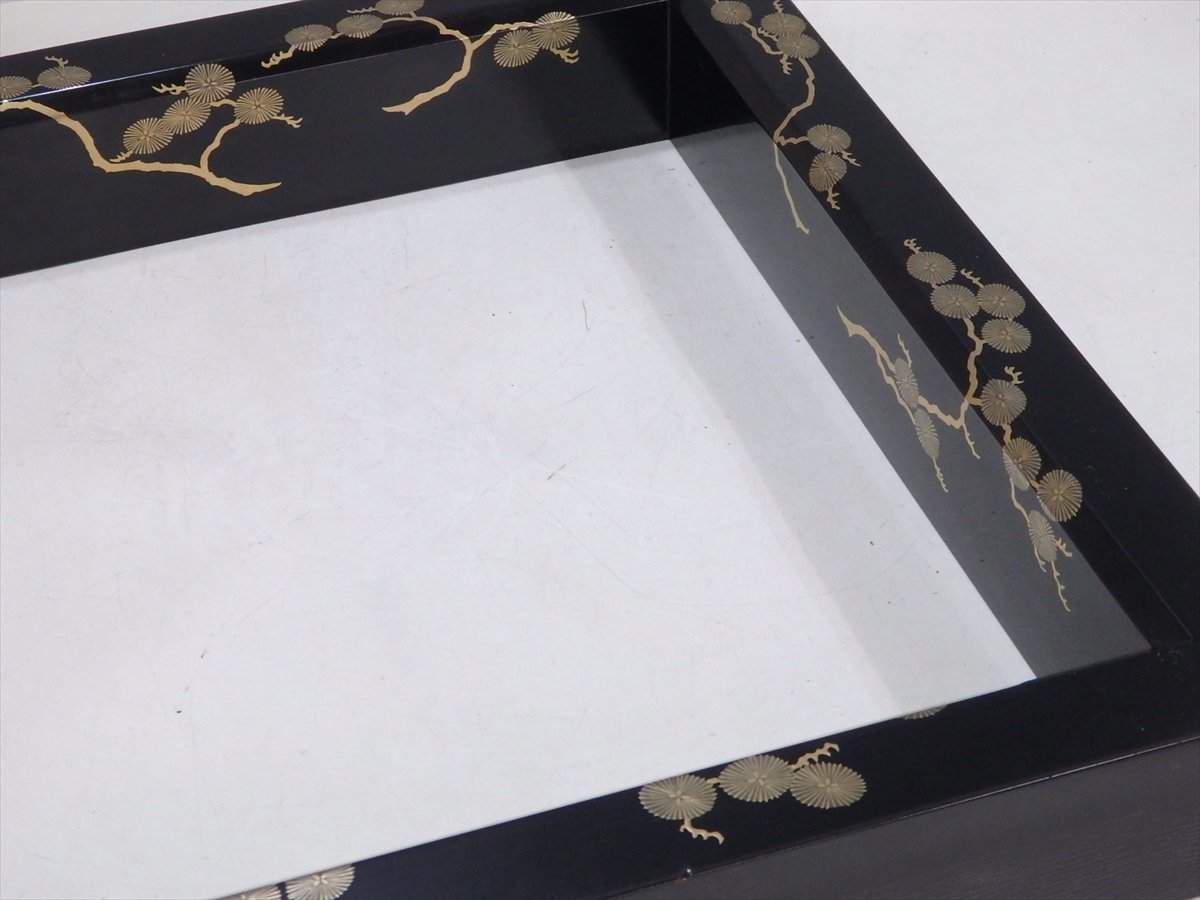 茶道具 炉縁 塗師 共箱 林哲山 作『 四季草花蒔絵 』 四君子 金蒔絵 美品 -