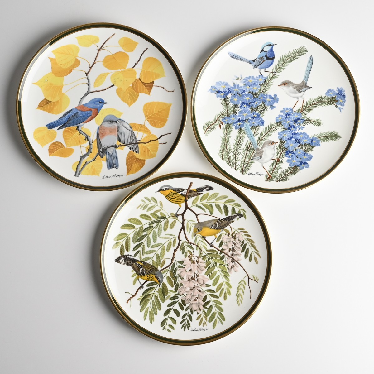 Franklin Porcelain Songbirds of the World 計12客 Arthur Singer 絵