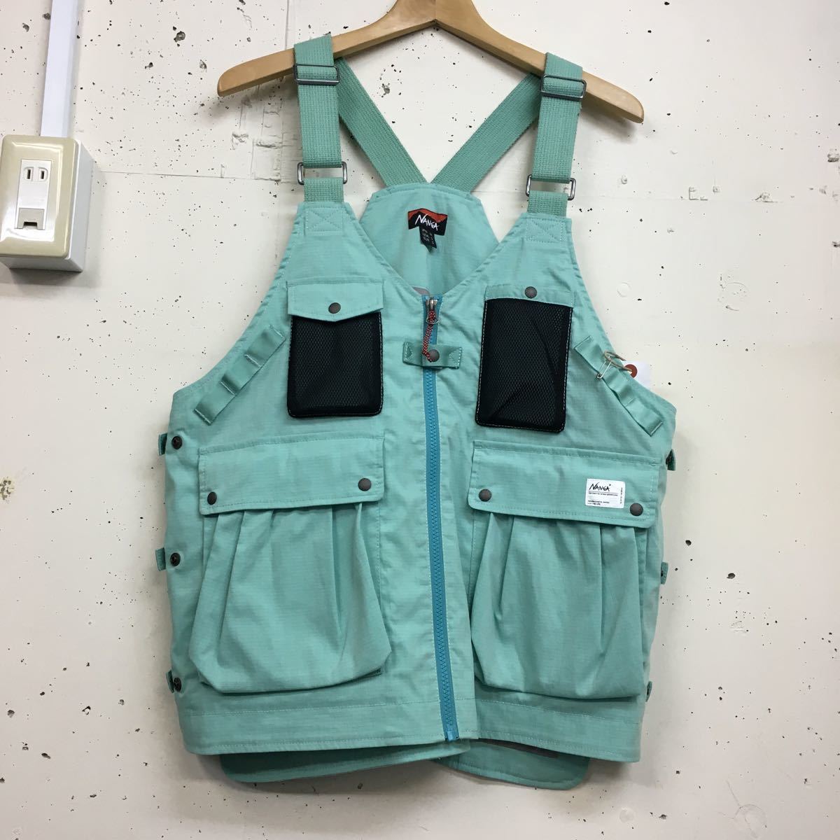 新品 NANGA TAKIBI RIPSTOP FIELD VEST sample サンプル 定1.6万 難燃 リップストップ フィールドベスト ジャケット ミントグリーン M